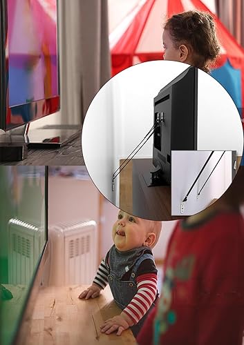 Miniatura 3 de Correas de TV ajustables antipuntas, seguridad para pantalla plana, anclaje de metal de doble cable resistente para protección de bebés y mascotas,