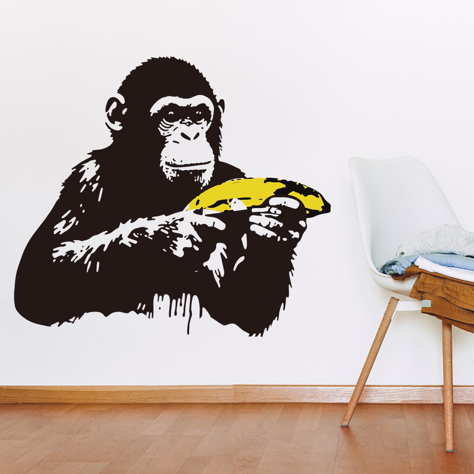 PLIGREAT Banksy Banana Gorilla Wall Stickers Removable Vinyl Wall Decals Banksy Graffiti Art Mural Decals for Bedroom Living Room Nursery Office Home DIY Decor, 90 x 30cm โ image 1