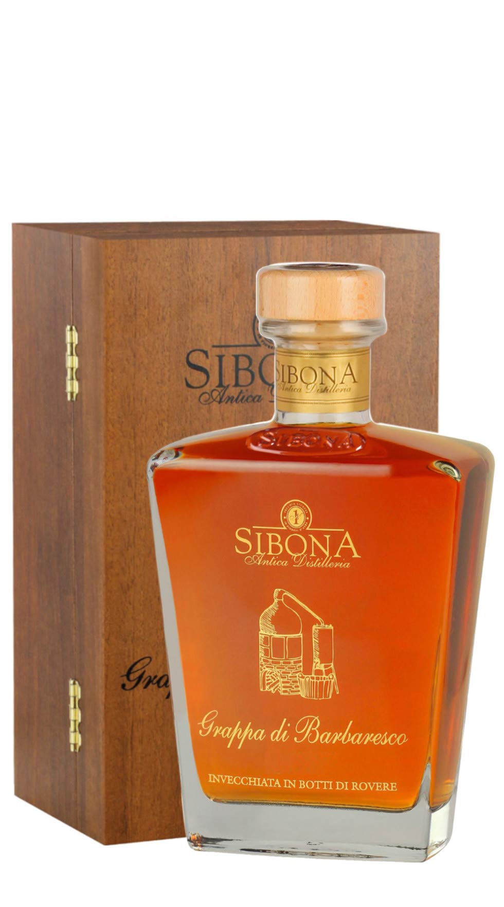 Sibona " Grappa Decanter di BARBARESCO Millesimata" 70 cl ast.legno