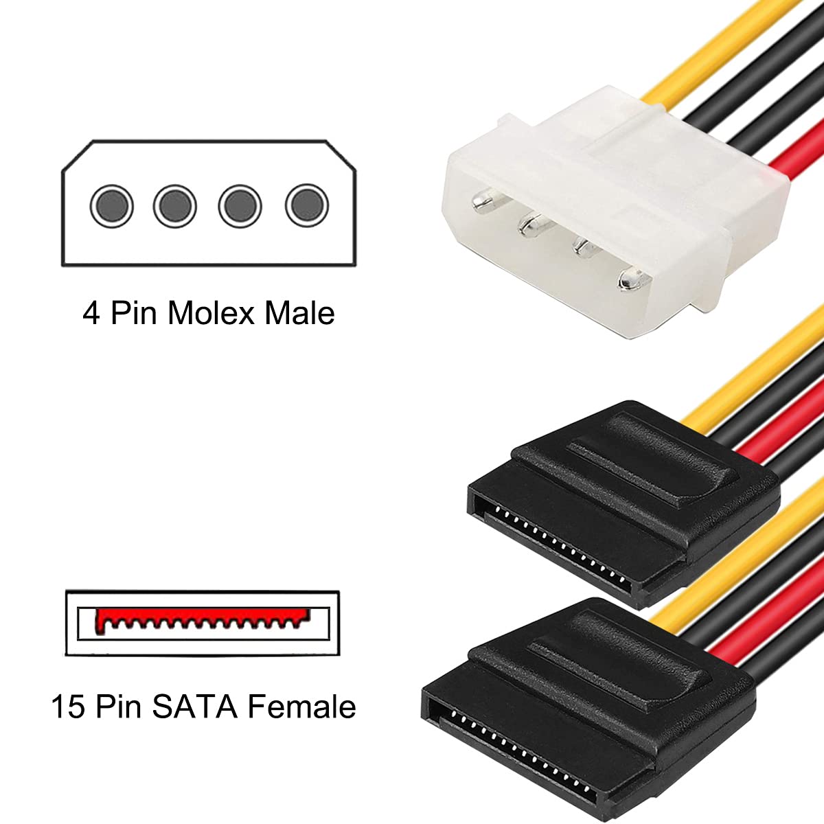 CableCreation Molex To SATA, Confezione Da 2 Cavi Di - Foto 3