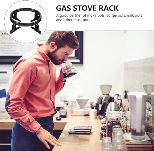 Miniatura 6 de DECHOUS 2 unids estante para olla de café de hierro inoxidable negro soporte redondo estufa olla soporte para cocina
