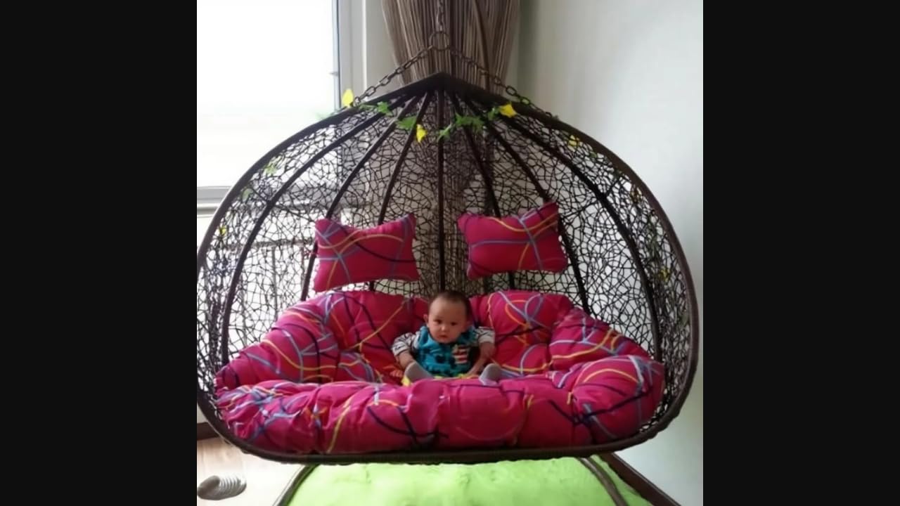 Enakshi® Double Oval Hanging seat Chair, Rattan Wicker Hanging Chair, Suitable for Indoor and Outdoor use, Comfortable Padding, Sturdy and Hard-Wearing. Double Seat Cushion-image-10