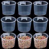 Vista 1 de 9 Pack Small Bird Food and Water Bowl Feeder, Parrot Convenient Hanging Container, Plastic Cage Sand Cup Feeding Dish