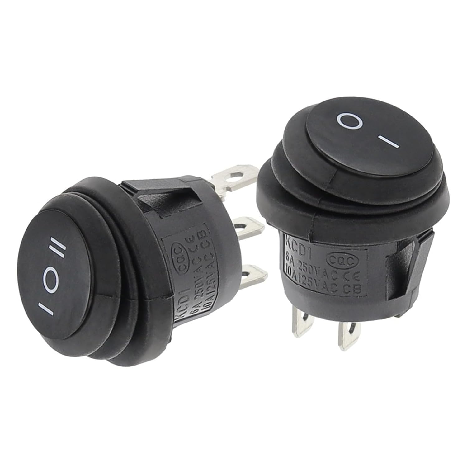 100PCS On Off Waterproof Vehicle Boat Switch Round Switch SPST 3Pin Rocker Switch 6A 10A 250V 125V AC LED(3Pin On-Off-On)