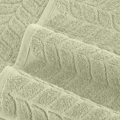 Image of Elegant Comfort Luxury 6-Piece 100% Turkish Cotton Jacquard Braided Textured Premium Hotel Quality Towel Set- Soft and Absorbent, Includes 2 Bath Towels, 2 Hand Towels and 2 Washcloths, Jade Green