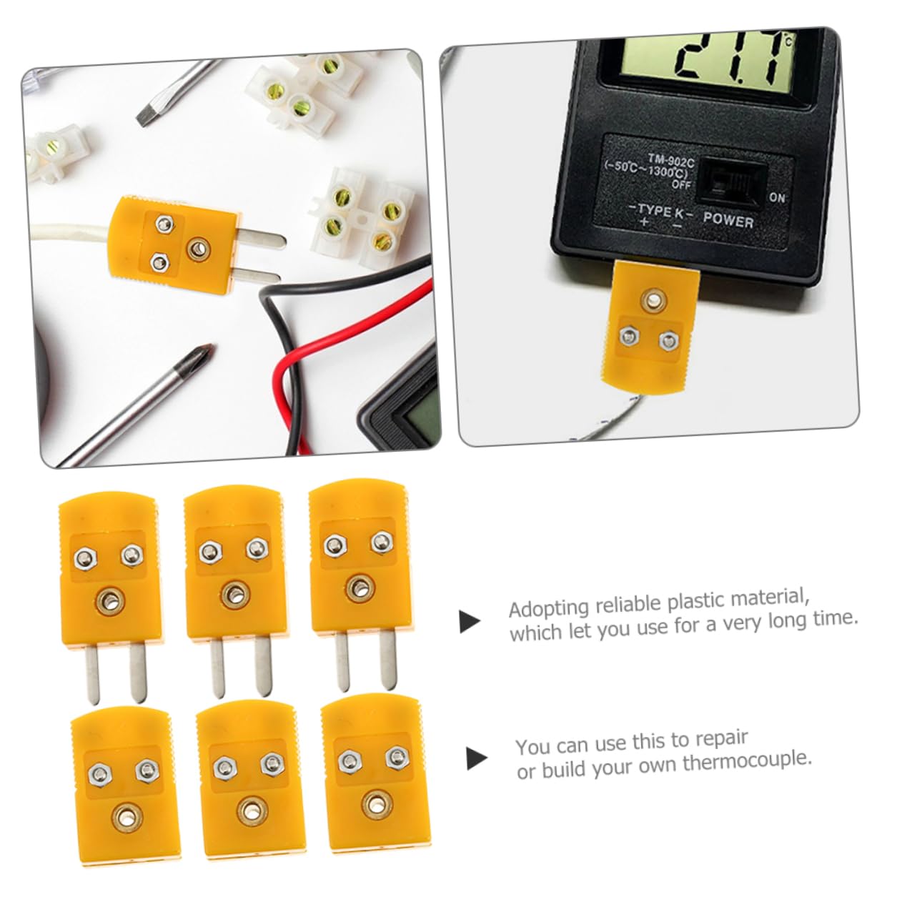 3 Sets Thermocouple Plug Temperature Sensors Electric Wire Connector Thermocouple Joint K Type Plug Male and Female Plugs Thermocouple Connector k Type Yellow Plastic MUCKLILY