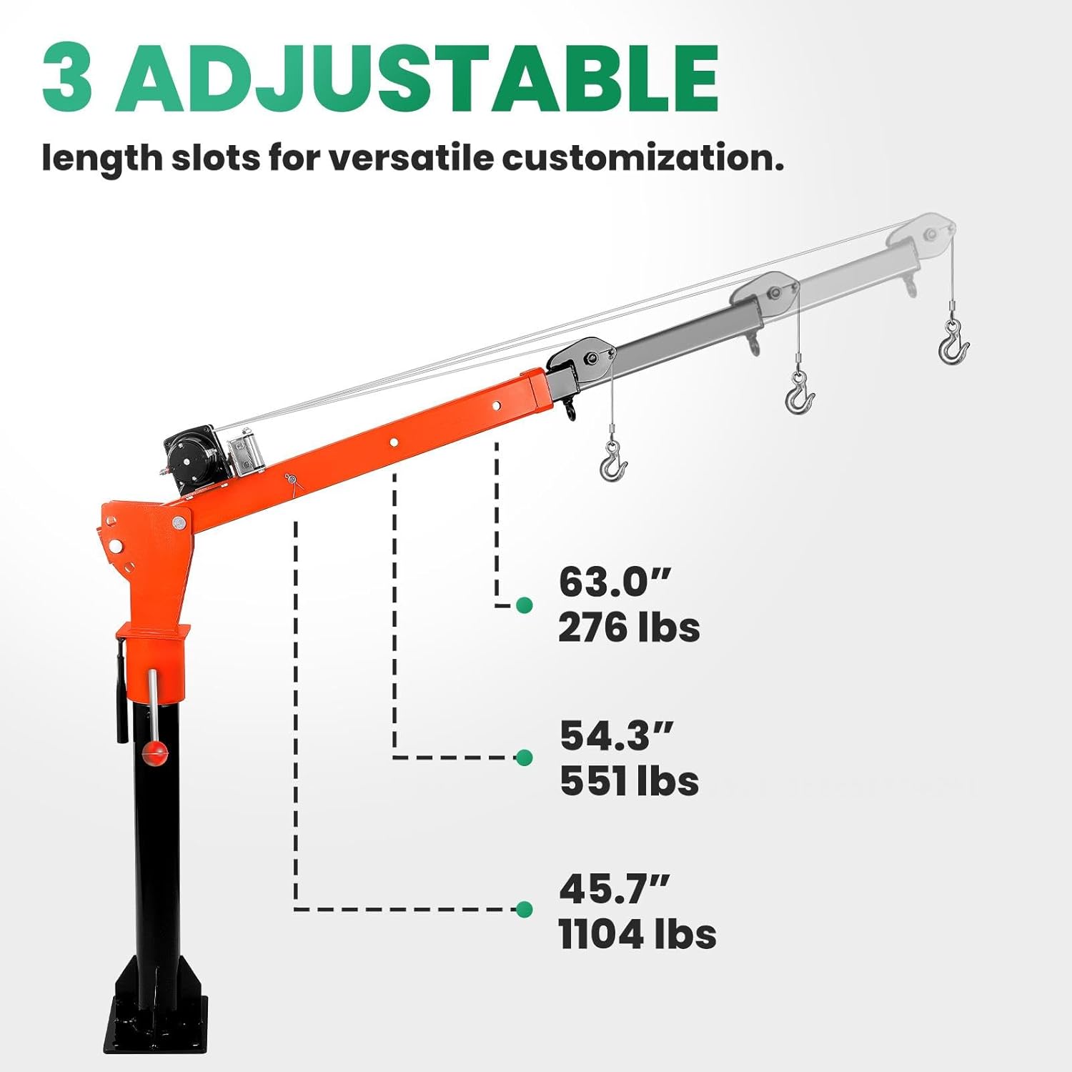 Folding truck crane, pickup truck crane with electric winch, equipped with 3500 lbs electric winch, lifting capacity 1100 lbs, 360° rotation, suitable for lifting in factories, warehouses, cargo, etc.