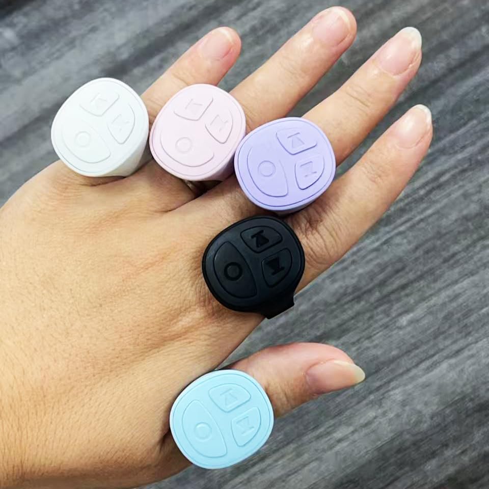 Tiktok Scrolling Ring for iPhone, Bluetooth Camera Remote Control, Remote Control for TIK Tok Scrolling Ring for iPhone, Android (Red)