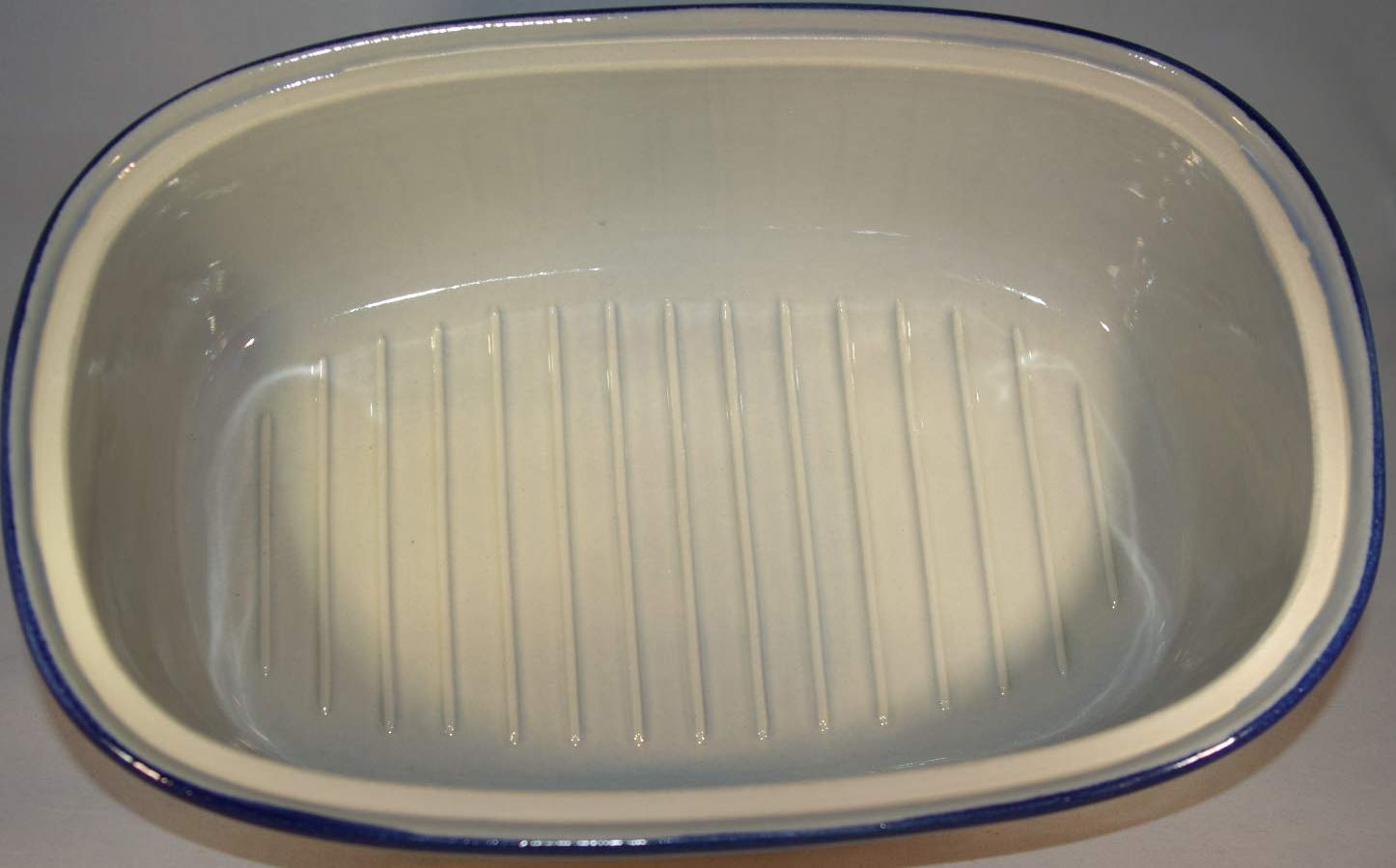 Nik. Schmitt & Sohn Brottopf oval 30 "Blau-Grau" - Steinzeug-Soonwald, 34 cm x 22 cm x 8,5 cm