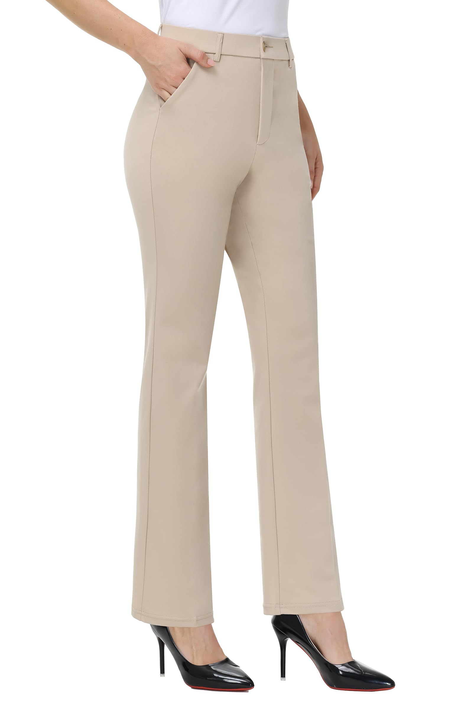 iChosy Womens Stretchy Straight Leg Dress Work Pants Business Office Casual Slacks with Pockets