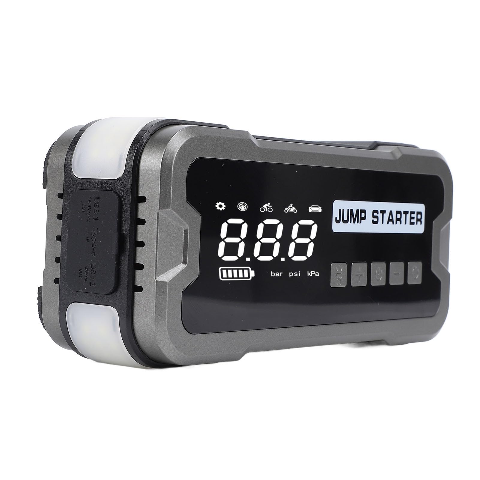 Avviatore per Auto, 10000mAh 4000A Booster Batteria per Auto con Display Intelligente Doppie Uscite USB Gonfiatore per Pneumatici Luce a LED Modalità SOS Resistente Al Freddo Fino a -20 ℃ per