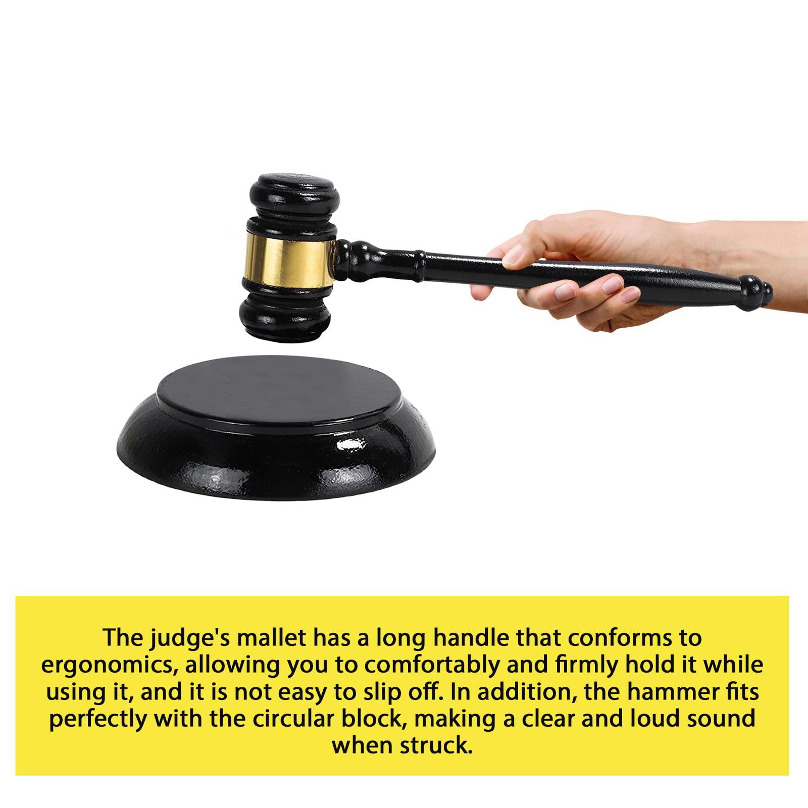 Martello Da Giudice In Legno Con Blocco - Set Per Aste, Riunioni, Giochi Di Ruolo, Avvocati, Regalo Elegante