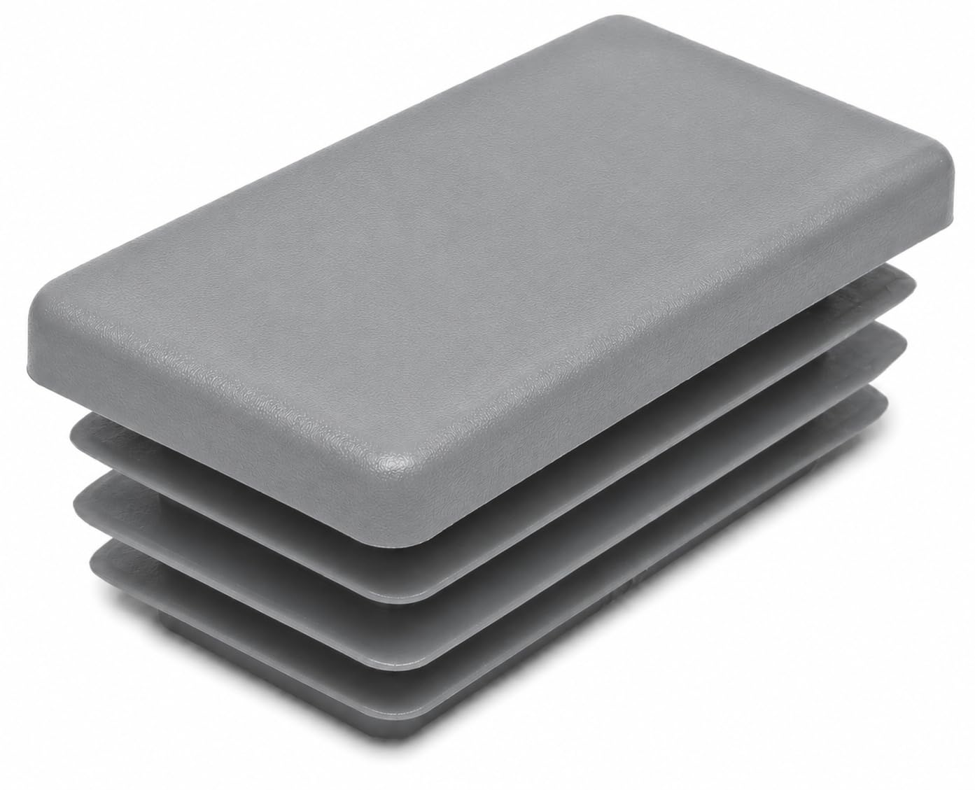 (Pack of 20) Rectangular Plastic Plugs 63/64" x 1-31/32" (25 x 50 mm), Matt Tube Inserts, Fence Post Caps, Window Gray RAL 7040