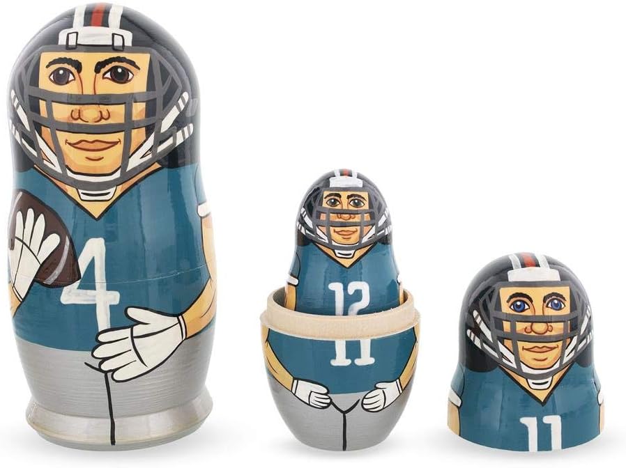 BestPysanky Football Wooden Nesting Dolls