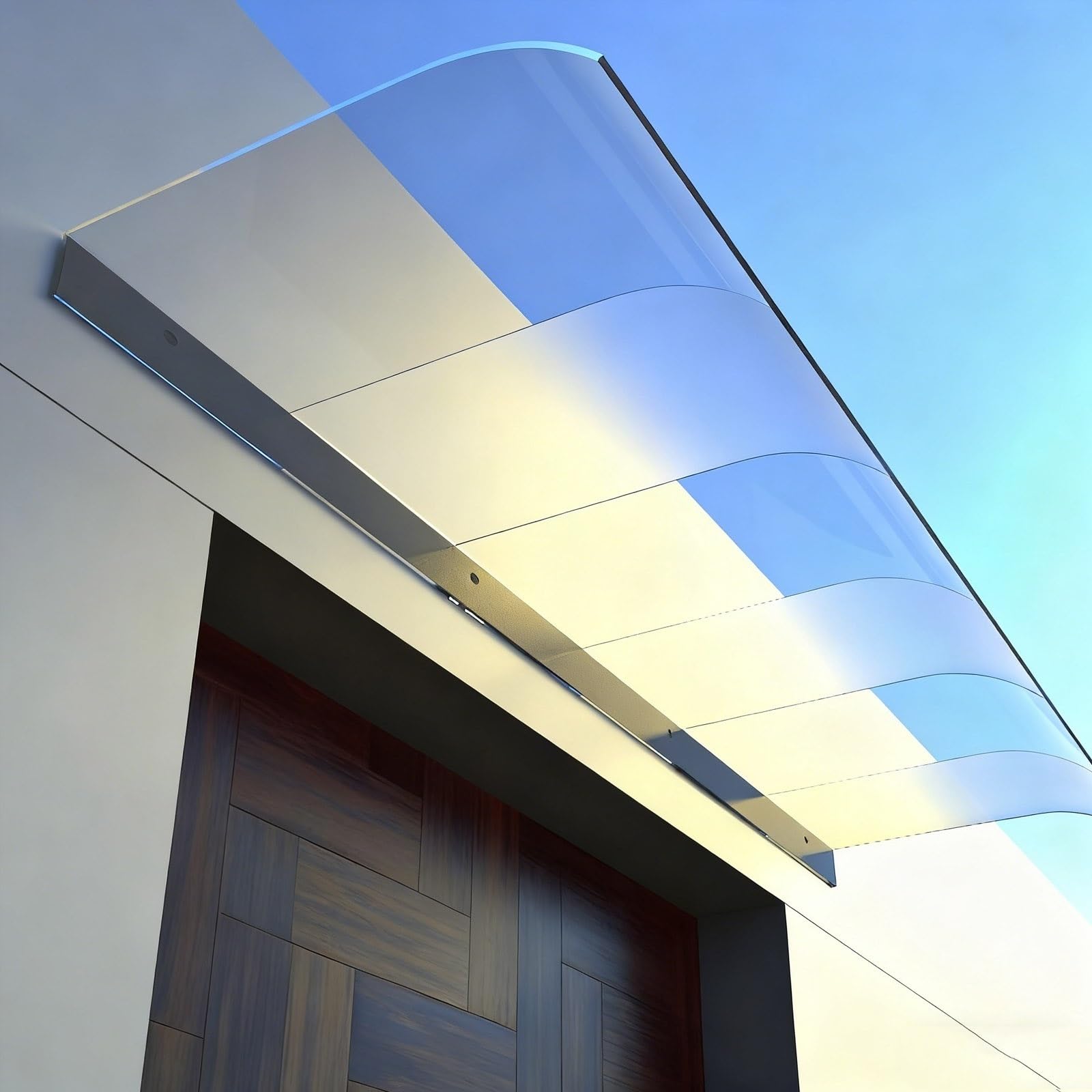 GJMSSMY Outdoor Door and Window Awning 90x400cm | UV Protection Canopy | Easy Install Rain Shield | Durable Awning Cover for Patios and Entrances (Sheer, 40x300cm)