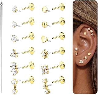 Flat Back Stud Cartilage Earring for Women Tragus Piercing Jewelry