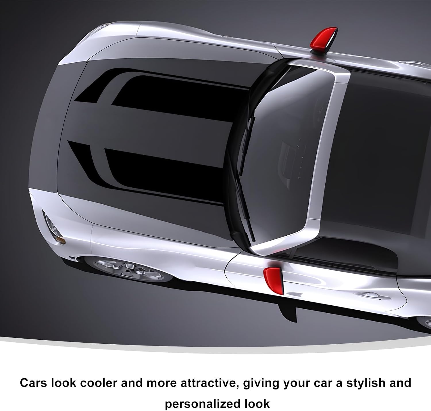 Car Hood Decal Sticker, Automotive Side Body Stripe Graphics Racing Bumper Sticker, Universal Vehicle Skirt Roof Bonnet Vinyl Decal Exterior Decoration, Car Accessories (Black)