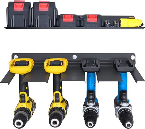 SPACECARE Organiseur D'outils électriques - Étagère Robuste Pour Perceuse Etagere De Rangement Murale A 3 Couches Avec 4 Supports Pour Perceuses Sans Fil
