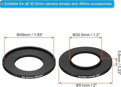 Vista 43 de PATIKIL Anillo escalonado de metal de 1.339 in-1.929 in, anillo adaptador de filtro de lente de cámara, anillo adaptador de filtro de aluminio