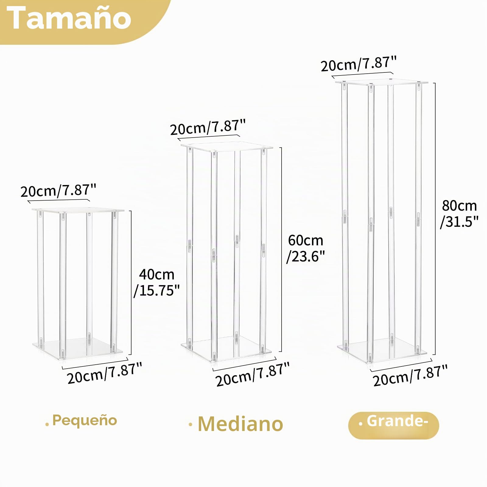 Nuptio Centros Mesa Boda Florero: 2 Piezas 80cm Alto Flores Acrílico Florero Piso Columna Soporte Arreglo Floral Estante Exhibición Rectangular Geométrico para Bodas Decoración Fiesta