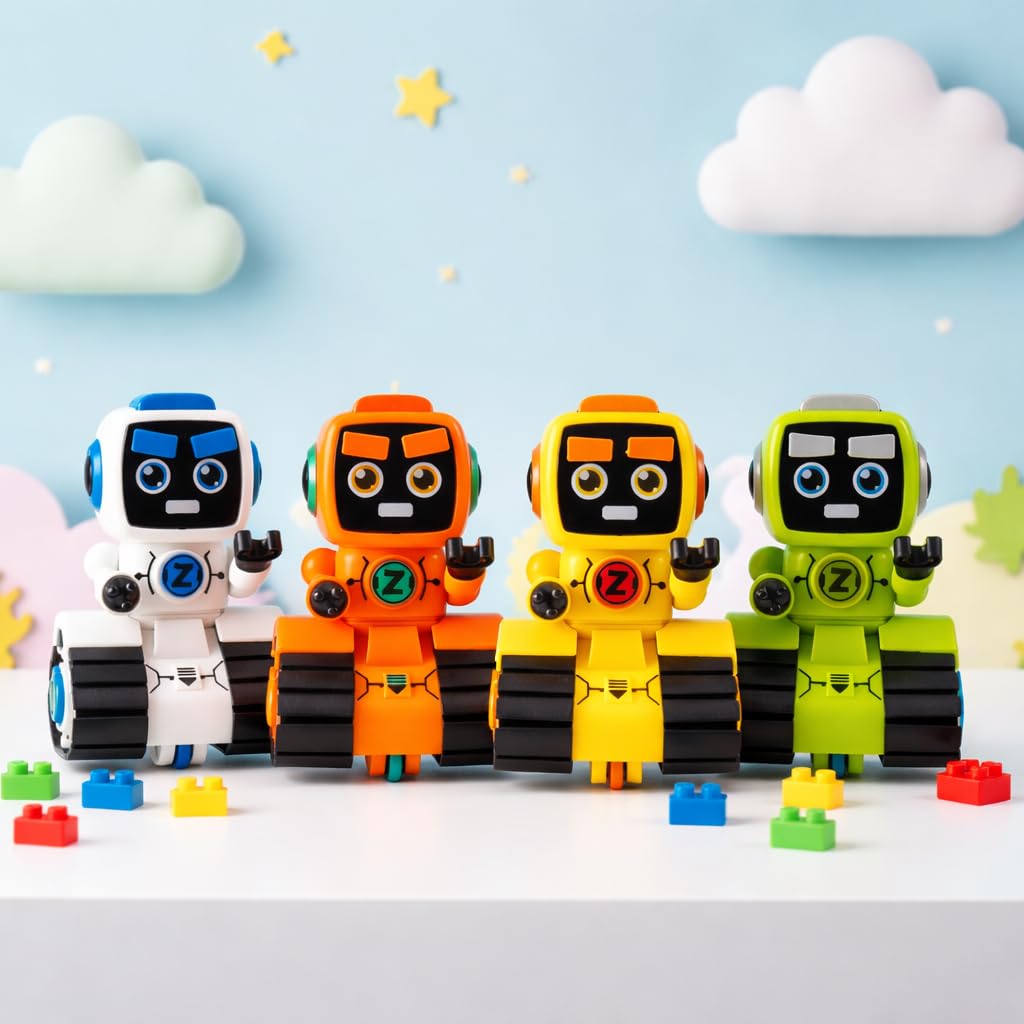 Premium Friction Powered Moving Robot Toy | Blinks Eyebrows During Play | Battery Free Push & Go | Boosts Hand-Eye Coordination, Creativity & Imagination | Safe Durable for Boys Girls Kids Age 3+-image-42