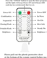 Vista 6 de ER CHEN Tira de luces LED de 165 pies, 500 luces LED estrelladas en cable de cobre verde de 164.0 ft, adaptador de corriente + control remoto