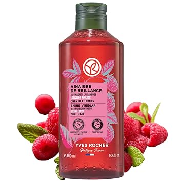 Yves Rocher Raspberry Vinegar Hair Rinse, Shine Rinsing Lotion for Color-Treated and Hard Water Hair Detox, Silicone-Free, Sulfate-Free, 99% Natural Origin, Vegan, Made in France 400 ml/13.6 fl oz