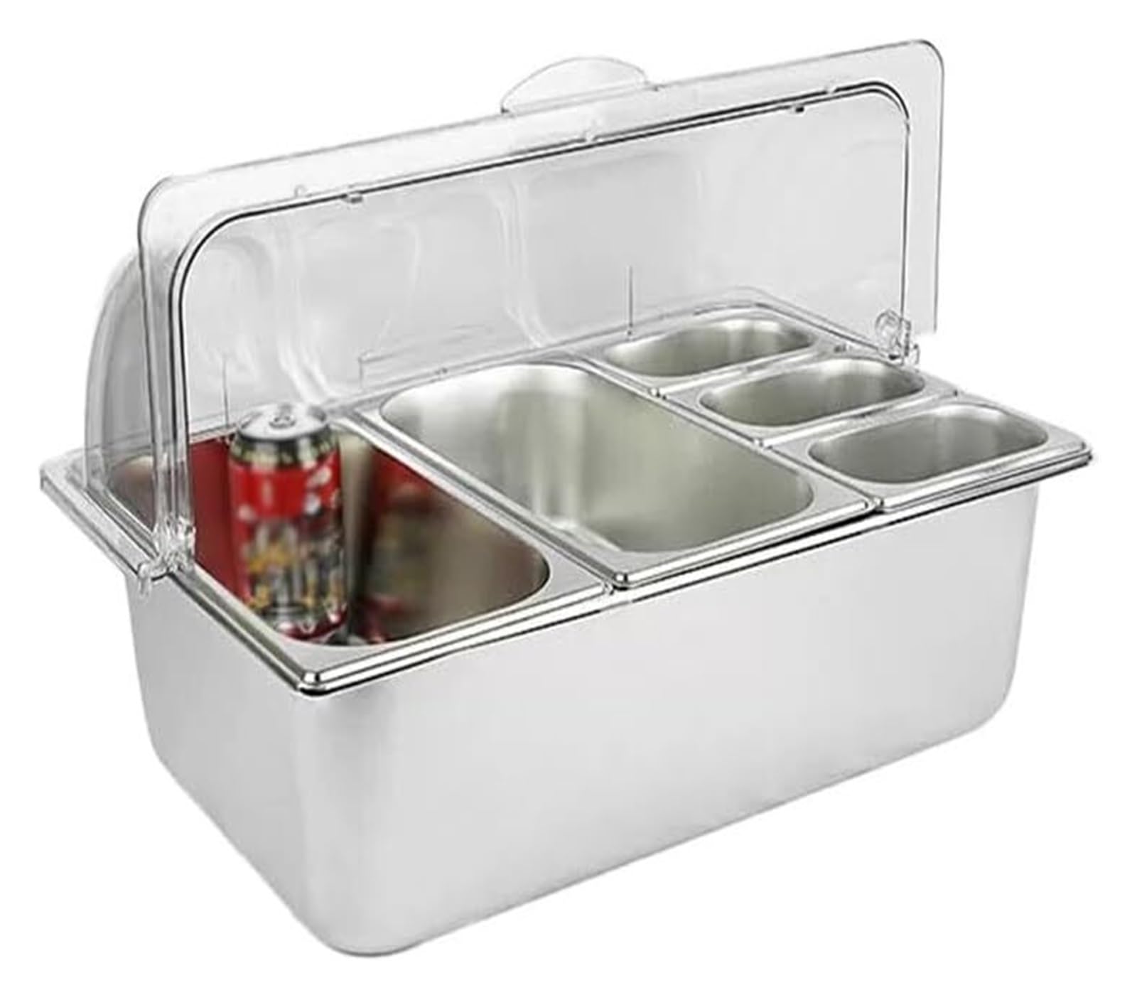 KEuLen Étagère à Epices, Présentoir de distributeur de condiments de comptoir avec couvercle transparent for la fête de cuisine d'hôtel de Restaurant(Silver-a,D)