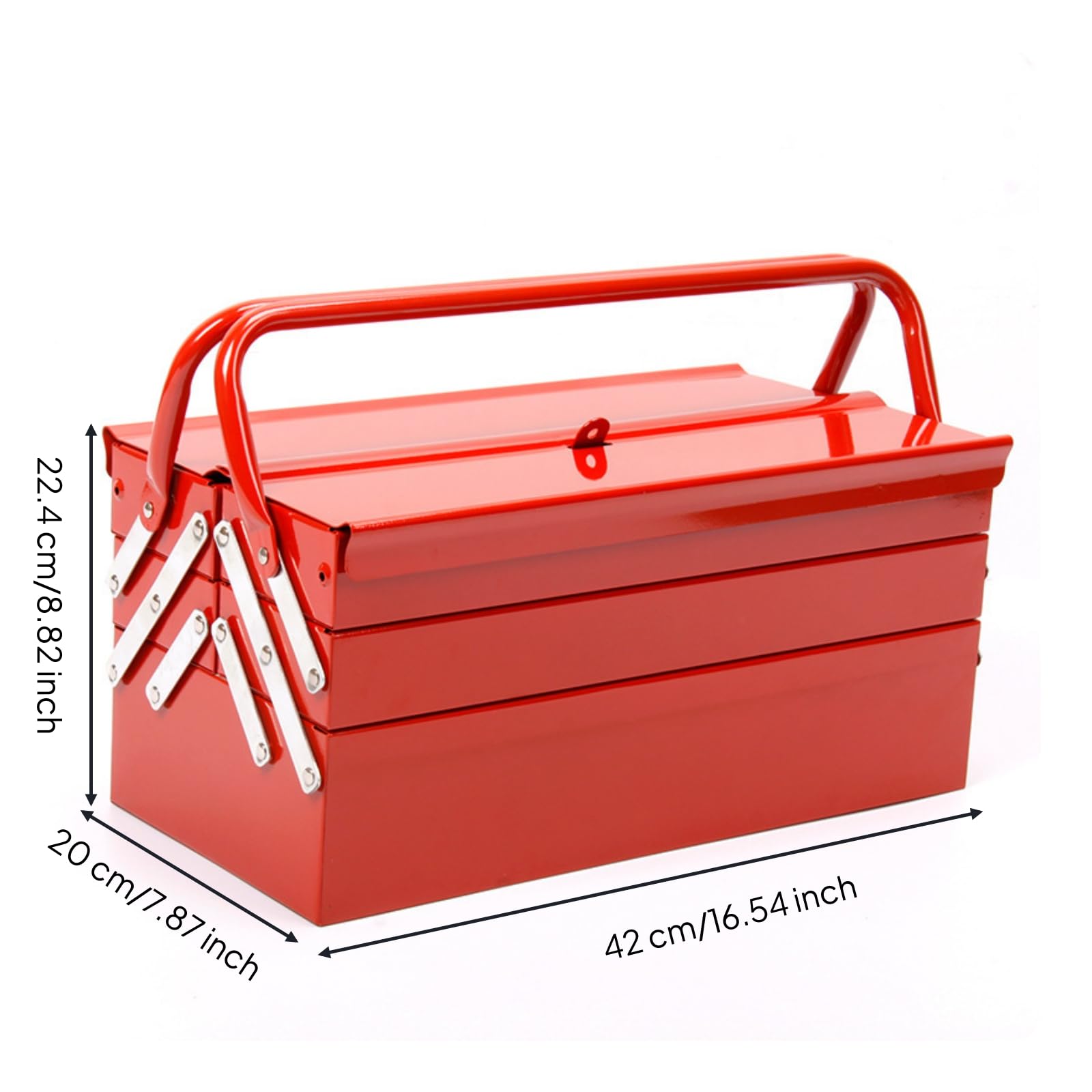 Caja Herramientas Metálica Portátil Caja Herramientas Plegable Resistente Al Óxido para Mecánicos, Electricistas, Taller, Garaje, Hogar