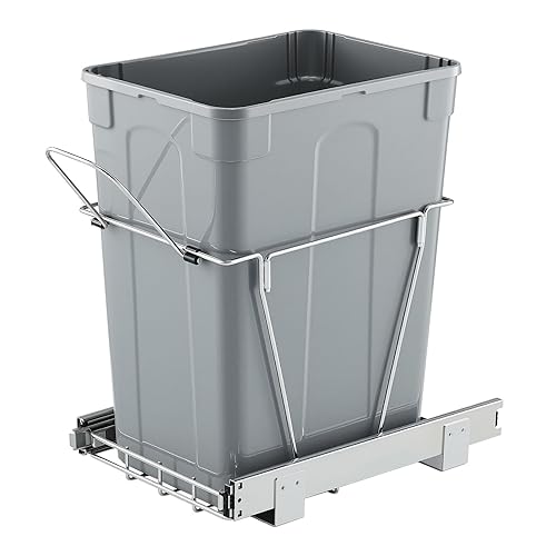 Miniatura 12 de VEVOR Cubo de basura extraíble, 50 QT x2 contenedor de residuos doble de montaje bajo gabinete de cocina, papelera de reciclaje resistente con kit