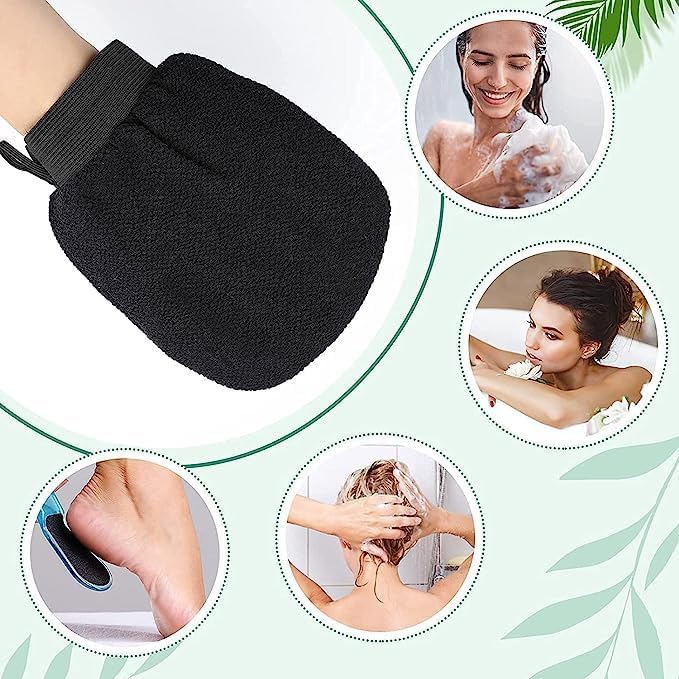 SYNQORA Exfoliating Bath Gloves for Dead Skin Removal Body Scrubber Glove for Tan Removal & Deep Cleansing Double Layered Spa Glove for Glowing Skin Natural Viscose Fibre Body Exfoliator Glove 2