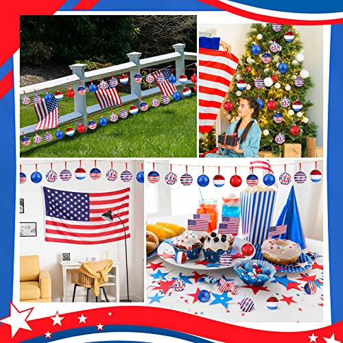 4Th Of July Ball Ornaments Patriotic Decorations For Tree Independence Day Glitter Balls Tree Ornaments 1.97 Inch Red White Blue Ball For Memorial Day Home Hanging Decor (Classic Style, 12 Pieces) #TOP5
