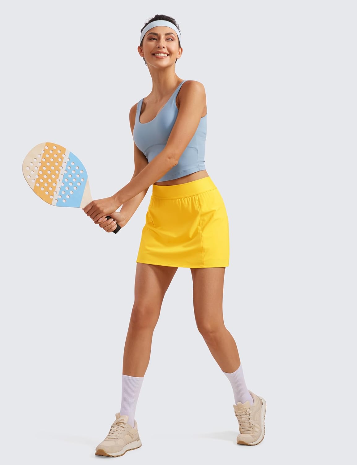 CRZ YOGA A Line Golf Skirts for Women High Waisted Casual Tennis Pickleball Athletic Skorts with Shorts Pockets - Image 3