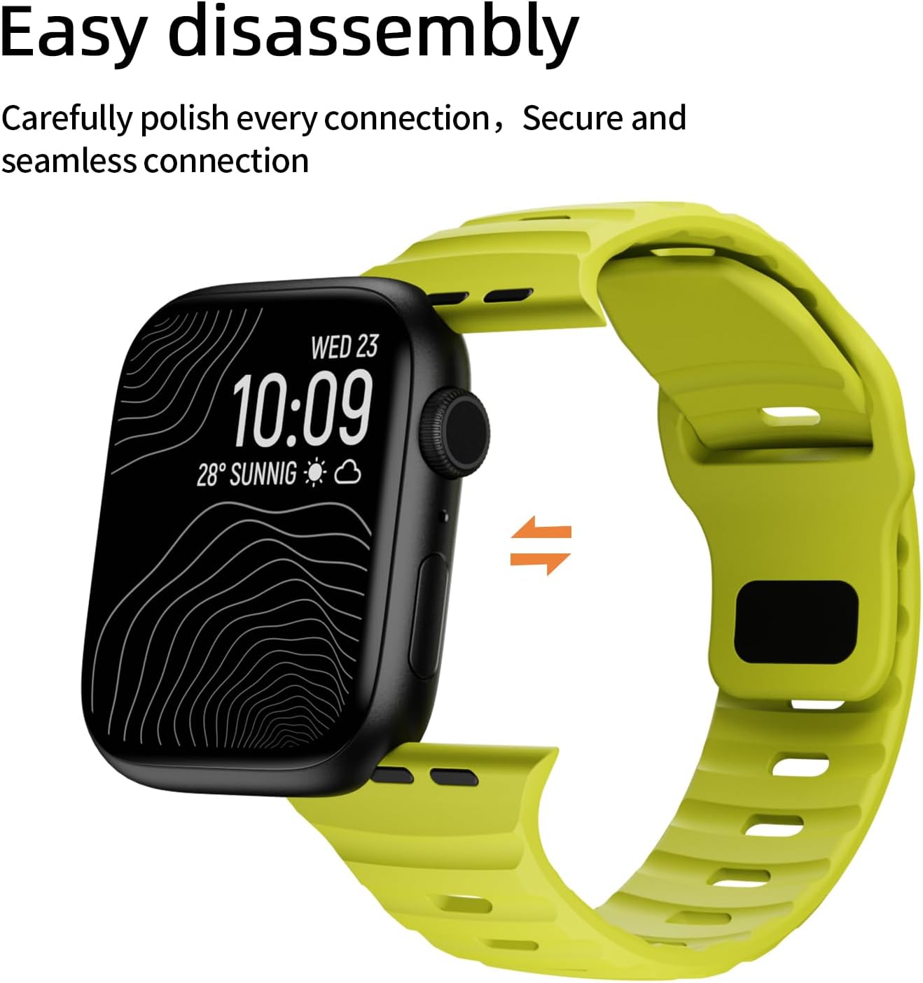 Soft Silicone Waterproof Strap Compatible with Apple Watch Ultra Band 49mm 46mm 45mm 44mm 42mm 41mm 40mm 38mm,Men Women Sport Bands for iWatch Series 10 9 8 7 6 5 4 3 2 1 SE Ultra - Image 4