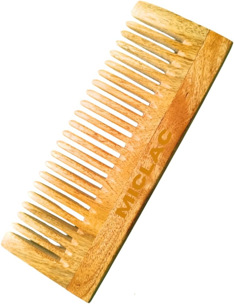 MICLAC Sustainable Wooden Comb Set for Beard Grooming, Hair Growth, Frizz Control, and Tangle-Free Styling – Organic, Anti-Static, Zero Waste, and Eco-Friendly Design for All Hair Types 1pc