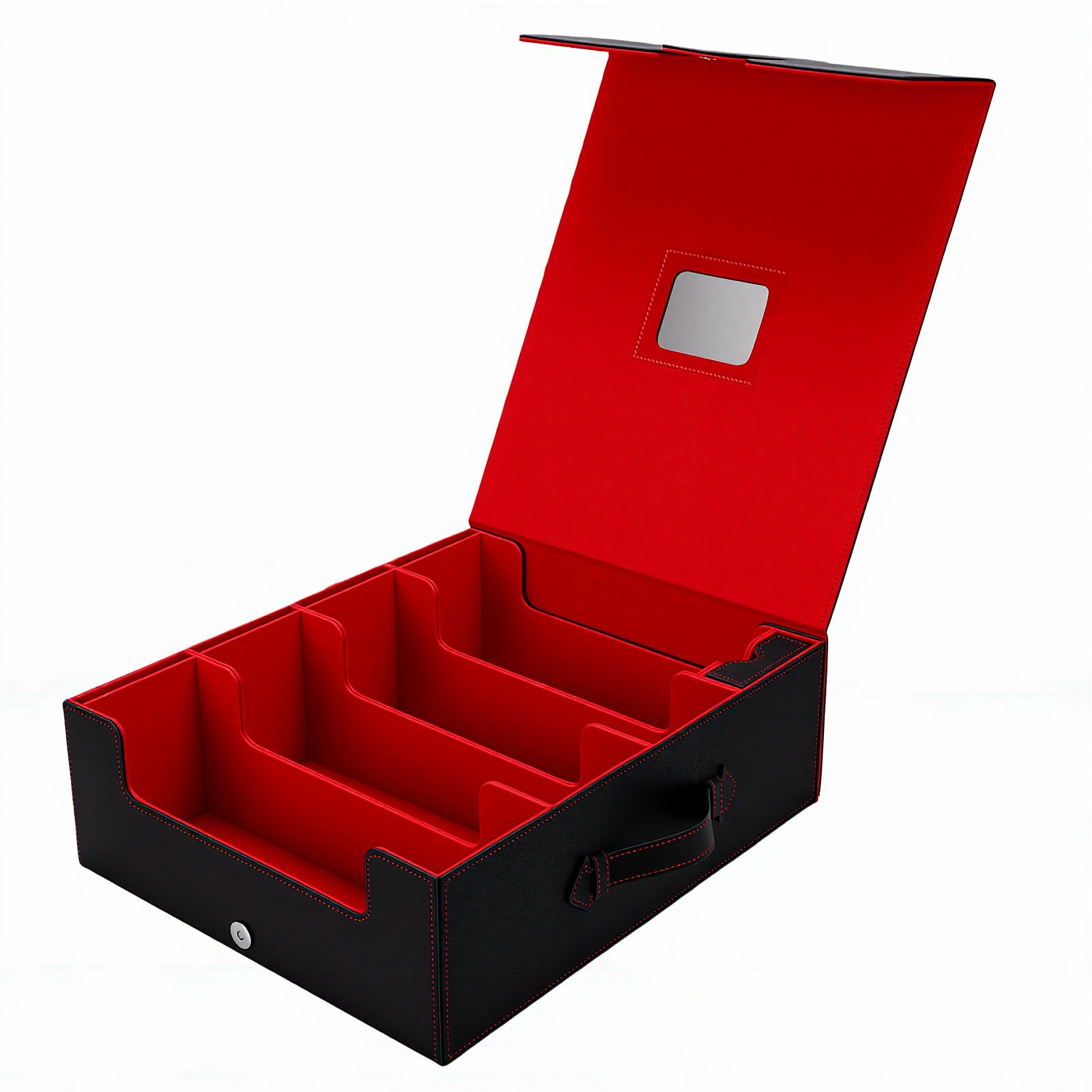 Caja de Almacenamiento para Tarjetas Coleccionables, Soporte para Baraja de 4 Filas de Cuero PU, Capacidad sin Mangas 3200 Plus, Cierre Magnético, Forro de Franela, para Jugadores Commander y