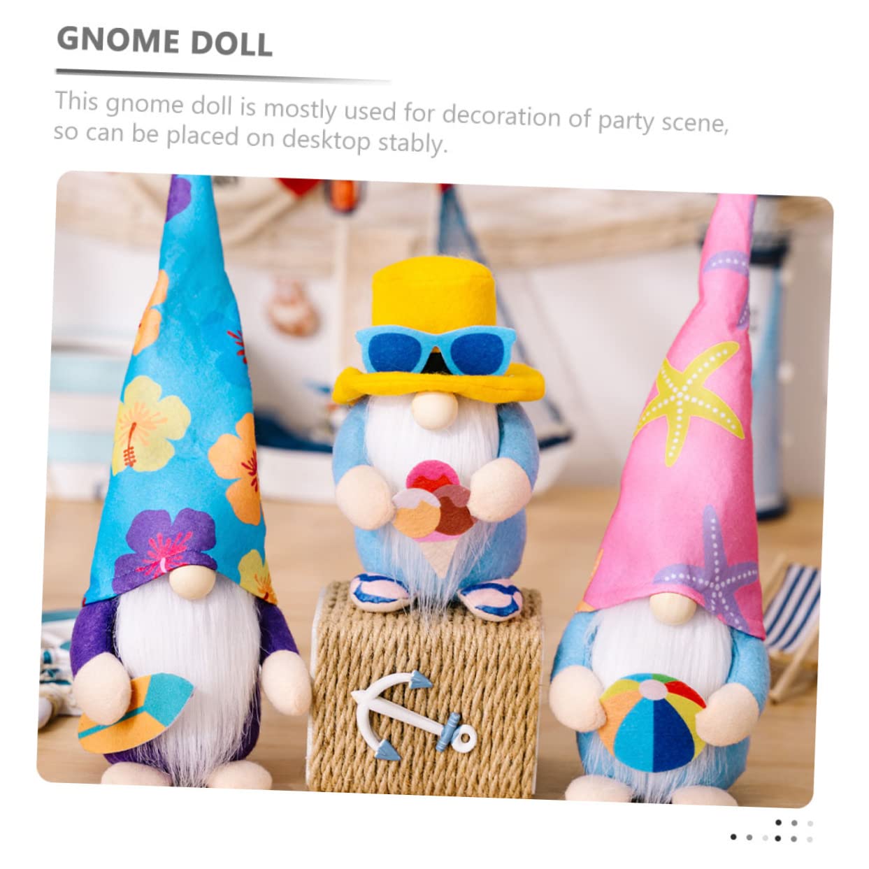 Cabilock 12 STK Surfpuppen-Ornamente Party-Zwergpuppe Zwergpuppe Gnomendekorationen im Küstenthema Plüschfigur Spielzeug Küstenzwerg Sommerzwerg abgestuftes Tablettdekor Kies