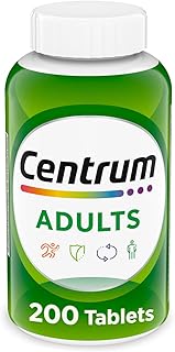 Centrum Suplemento multivitamínico/multimineral para adultos con antioxidantes, zinc, vitamina D3 y vitaminas B, sin gluten, ingredientes sin OMG, 200 unidades