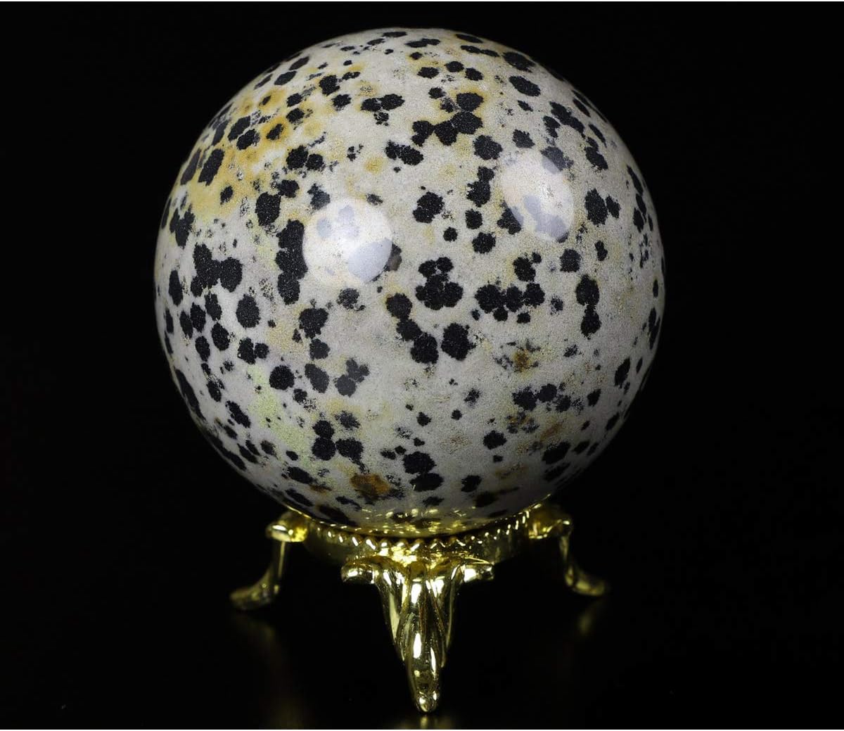 Rikoo 2.0" Black Picasso Crystal Ball Sphere, Gemstone Ball Sphere, Fine Art Sculpture, Reiki Healing Stone Statue.