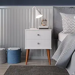 Mesa de Cabeceira 02 Gavetas Berlim (Branco)