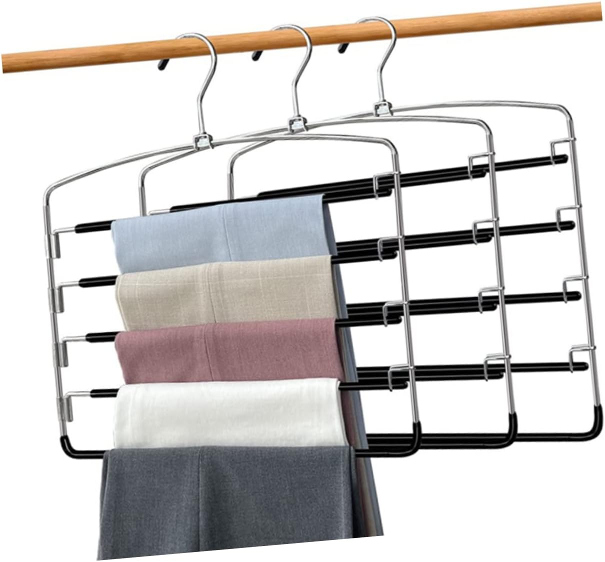 3pcs Metal Pants Hangers Space Saving Hangers for Jeans Multi-use Easy to Use