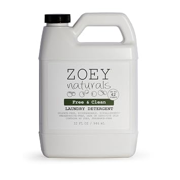 Zoey Naturals - Baby Laundry Detergent, Free & Clean Hypoallergenic Plant-Based Liquid for Sensitive Skin Sulfate, Dye & Fragrance Free Concentrated HE Formula 32 fl oz