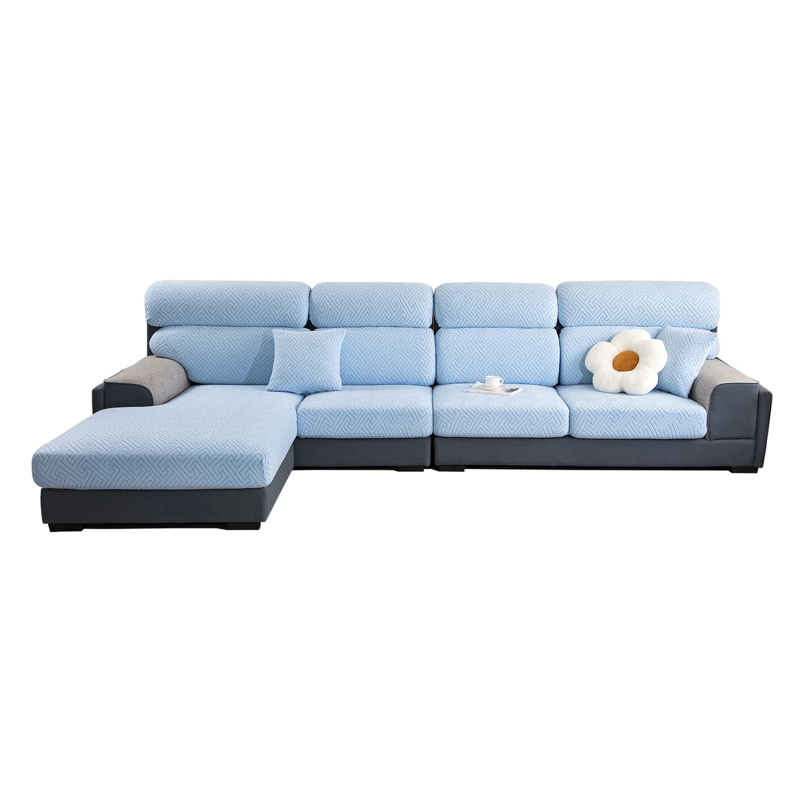 Housse de canapé universelle bleu grand 2 places pour protection de salon