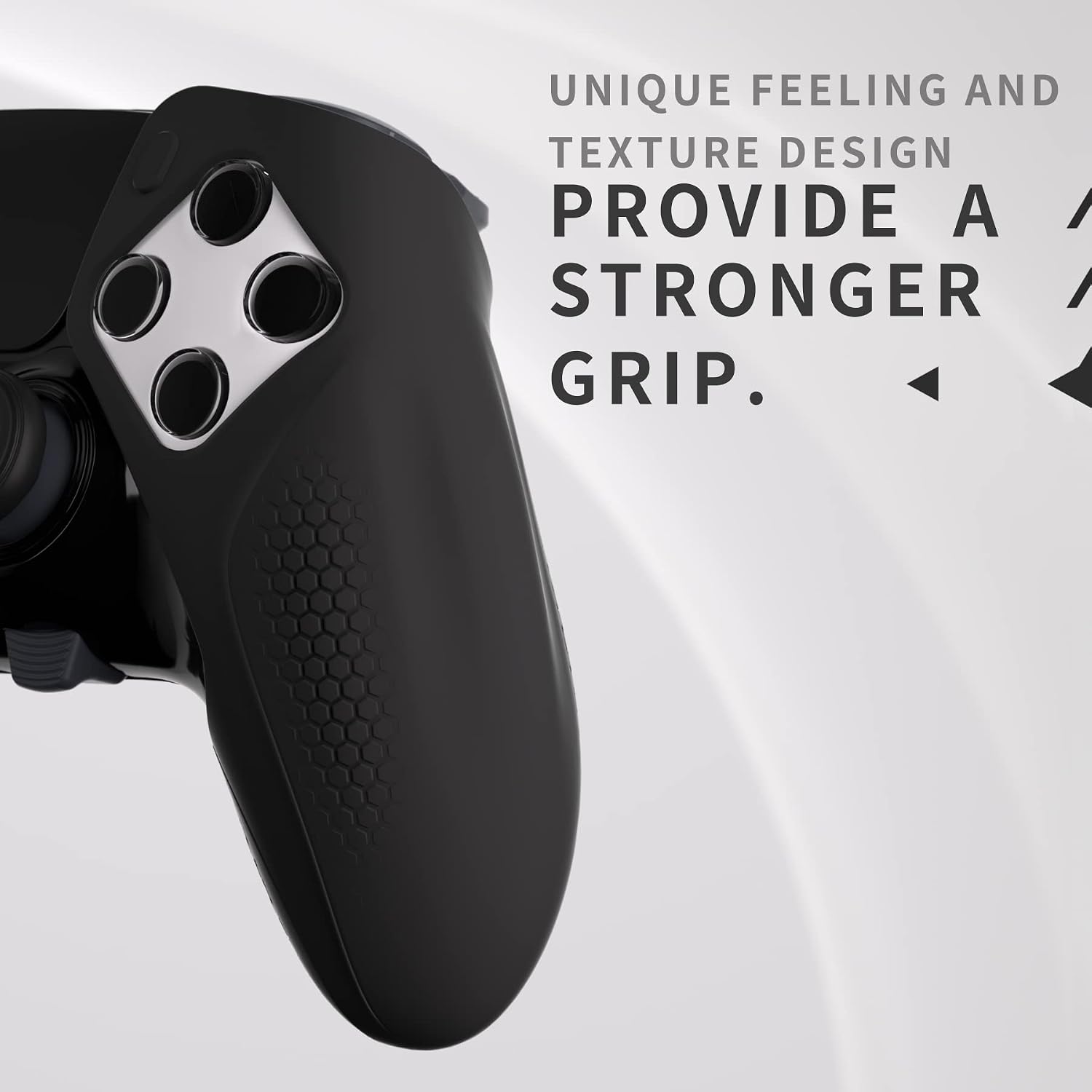PlayVital Ninja Edition Anti-Slip Half-Covered Silicone Cover for ps5 Edge Wireless Controller, Ergonomic Protector Soft Rubber Case for ps5 Edge Controller with Thumb Grips - Black