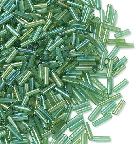 Pandahall 1250pcs/50g Silver Lined Glass Bugle Beads 6x1.8mm Clear Tube Loose Glass Seed Spacer Bead for Jewelry Making (FloralWhite)
