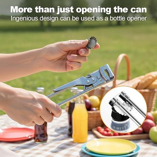 Miniatura 6 de Abrelatas de acero inoxidable ajustable, abridor de tarros de fácil agarre mejorado 2026, abrelatas de botellas ajustable para manos débiles