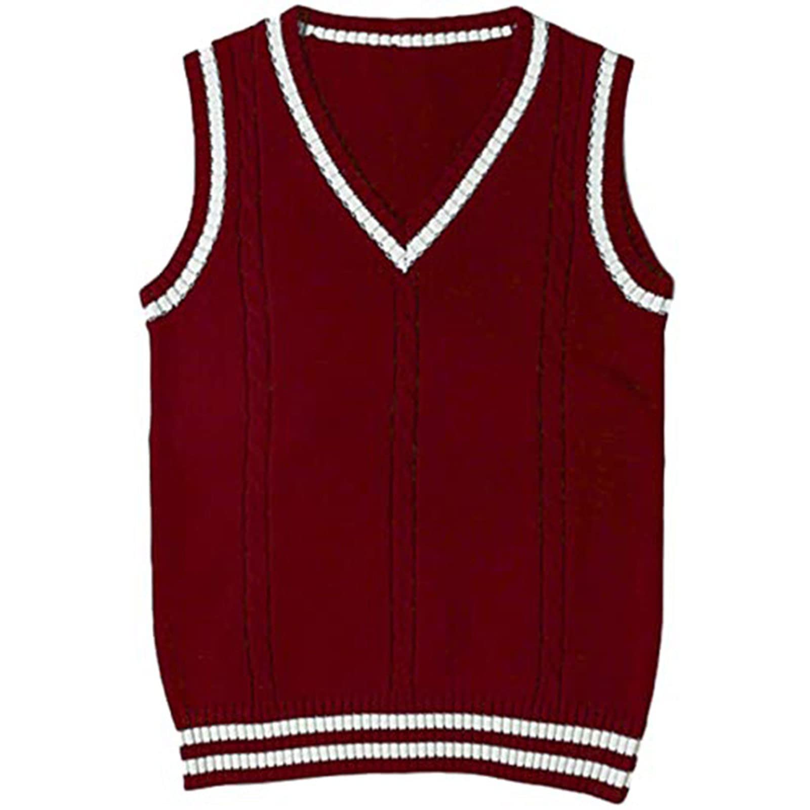 Sweater Vest Women Y2K Sleeveless Preppy Style Knitted Crop Tops Slim Fit Lightweight V Neck Tank Top Outwear