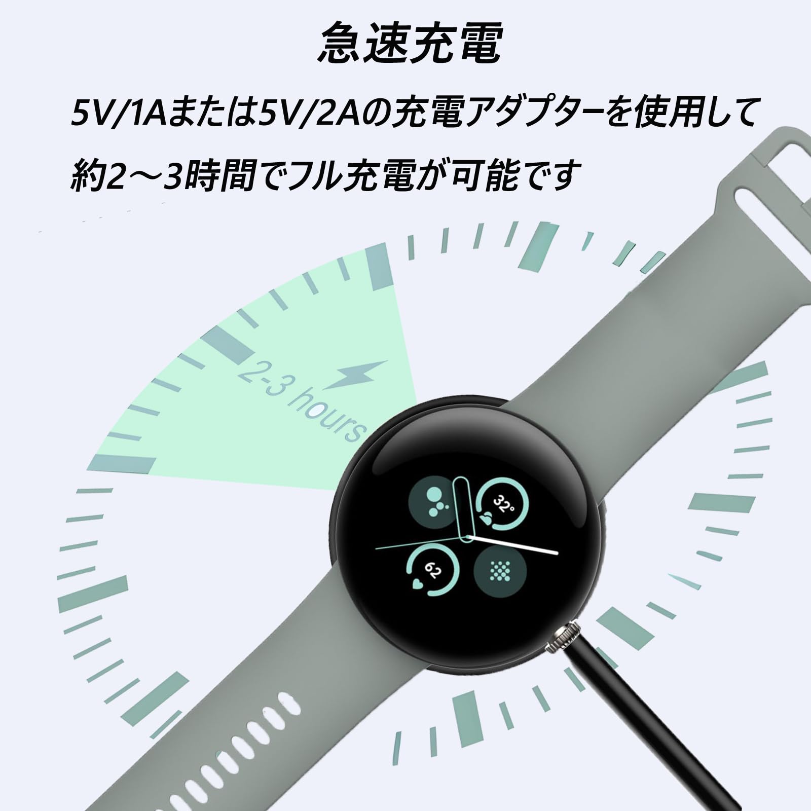 Amazon.co.jp: Google Pixel Watch 3対応スマートウォッチ充電器 