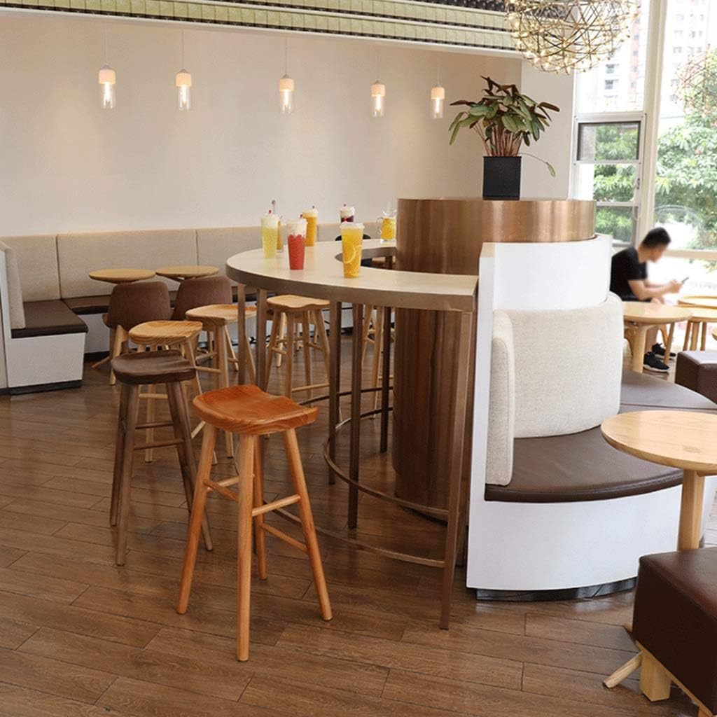 Taburetes de bar de madera con reposapiés, sillas para cocina, cafetería, pub, mostrador de desayuno, acabado natural, muebles de comedor casuales