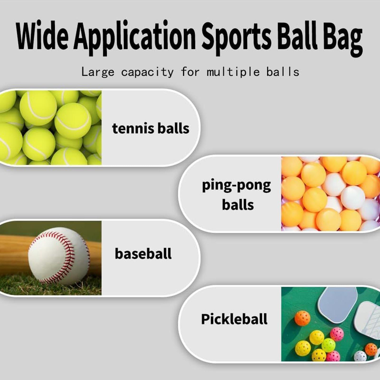 Generisch Tennisball-Tasche, Großes Fassungsvermögen für Aufbewahrung, Tennisball-Halter sowie Organizer-Tasche, für Trainer, Spieler und Sportarten, Baseball, Training, Unterricht und Organisation